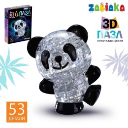 Пазл 3Д кристаллический Панда, 53 детали, световой эффект