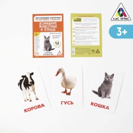 Карточки по методике Домана "Домашние животные и птицы" Обучающие