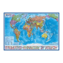 Интерактивная карта мира политическая, 101х70 см, 1:32 М, ламинированная, в тубусе